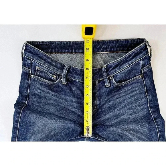 Uniqlo Size 25X30 Women's Skinny Fit Tapered Mid Rise 5 Pocket Blue Denim Jeans - Picture 3 of 12